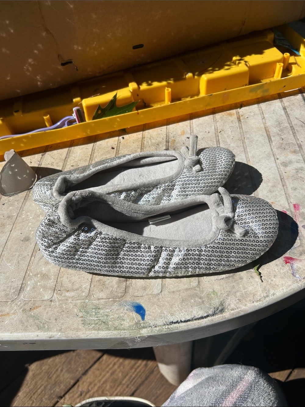 Kids Silver Sequin Ballet Flats